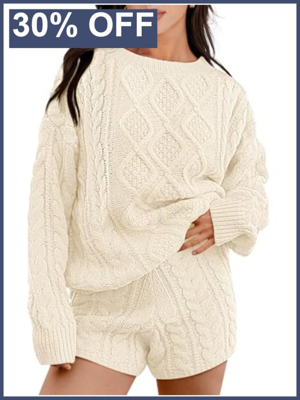Oversized Knit Sweater & High Waist Shorts Lounge Set 2 Piece